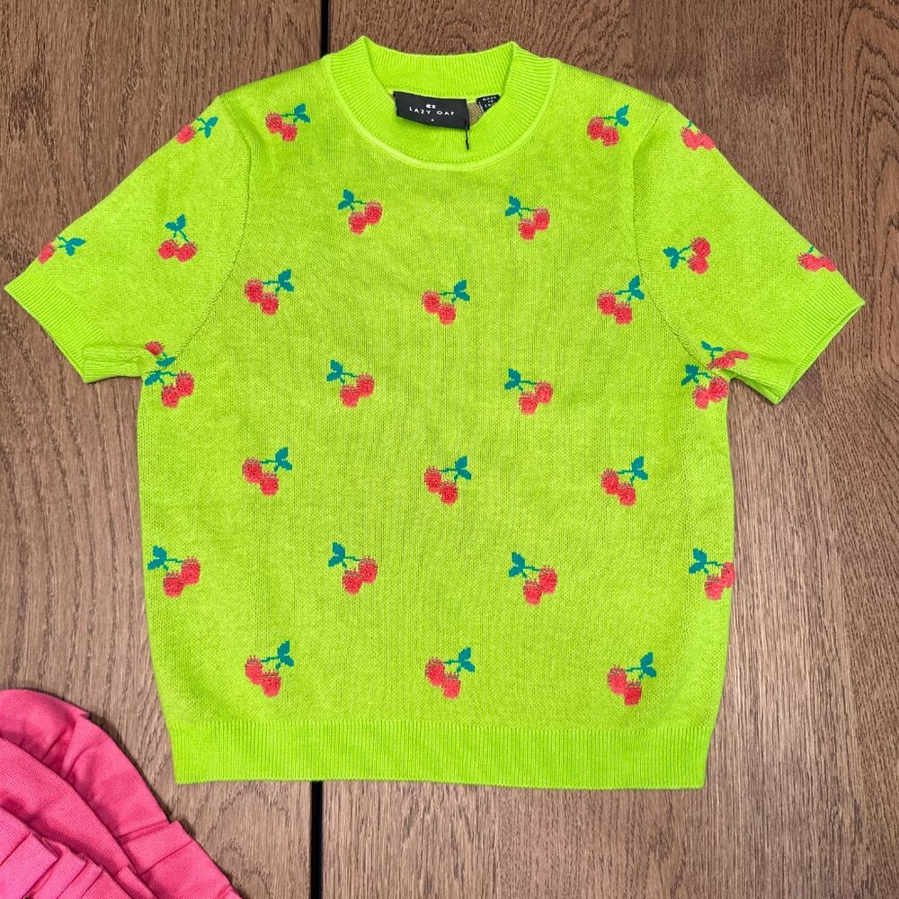 Lazy Oaf “Cherry Picked” Knitted T-Shirt – UK 6 🍒 - Picture 7 of 12